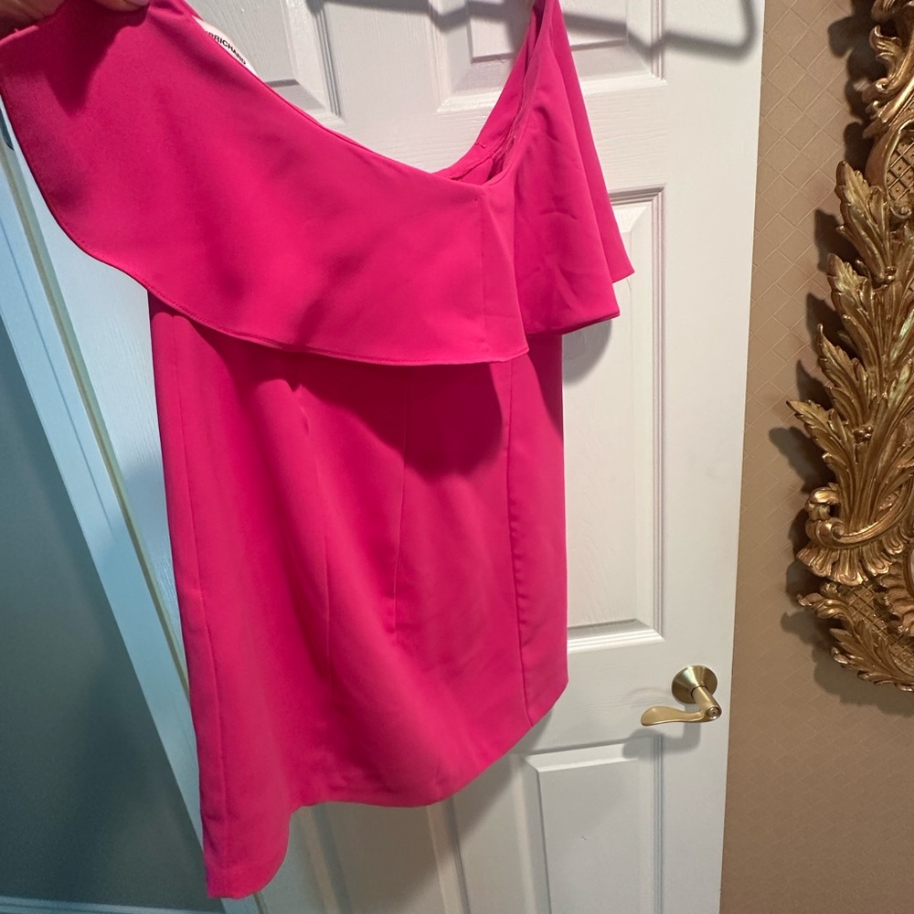 Elegant Pink One Shoulder Mini Dress